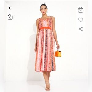 Little Mistress Printed Midaxi Lisa Red Elephant Dress